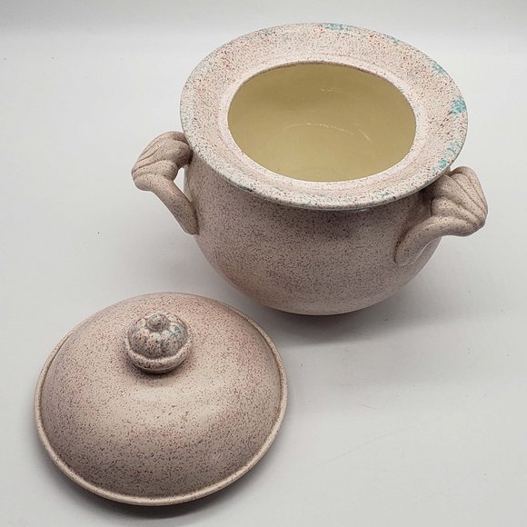 Rose Studio Art Pottery Mauve Agate Color Glazed Heavy Pot Dish w/ Lid. Measure - Picture 4 of 6